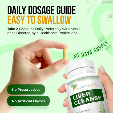 Image of Nature's Nectar Liver Cleanse Detox & Repair – Active Liver Support Supplement with Milk Thistle Liver Detox – Helps Repair & Protect Liver, Aids Fatty Liver & Gallbladder Health – 60 Capsules