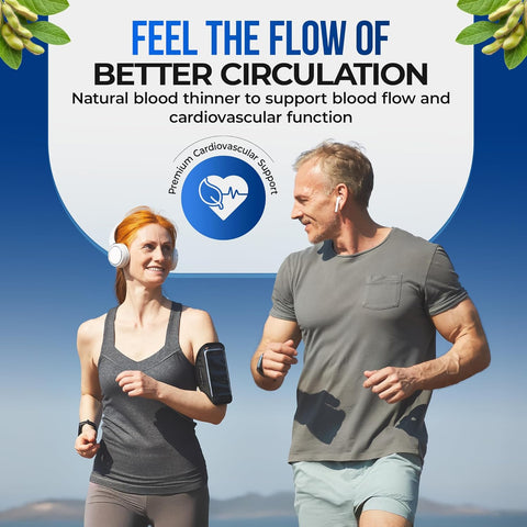 Image of Nature's Nectar Organic Nattokinase supplement 250mg – Double Strength Nattokinase 5000 fu Natural Blood Thinner Supports Cardiovascular & Blood Circulation Health – Non GMO & Gluten Free, 90 Capsules