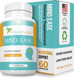 Nature's Nectar Migraine Prevention Feverfew Capsules – PA Free Butterbur Root, Riboflavin 400 mg, Magnesium & Feverfew – Natural Headache Relief & Migraine Supplement – 60 Capsules