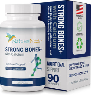 Nature's Nectar Bone & Joint Supplements for Men & Women – Supports Bone Health, Strength & Growth with Calcium, Vitamin D, Magnesium & Strontium – Bone Builder Formula for Maximum Absorption –90 Caps
