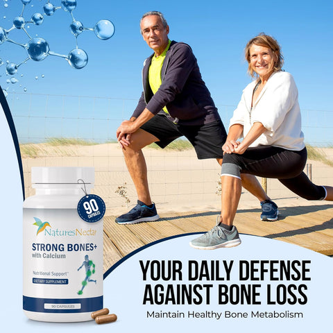 Image of Nature's Nectar Bone & Joint Supplements for Men & Women – Supports Bone Health, Strength & Growth with Calcium, Vitamin D, Magnesium & Strontium – Bone Builder Formula for Maximum Absorption –90 Caps
